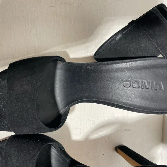 VINCE “GITA” Black Suede Ankle Strap Heeled Sandal Size 8 - Picture 6 of 9